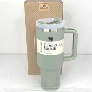 Stanley The FlowState Quencher H2.0 Tumbler 40oz Sage Green Stainless Steel New